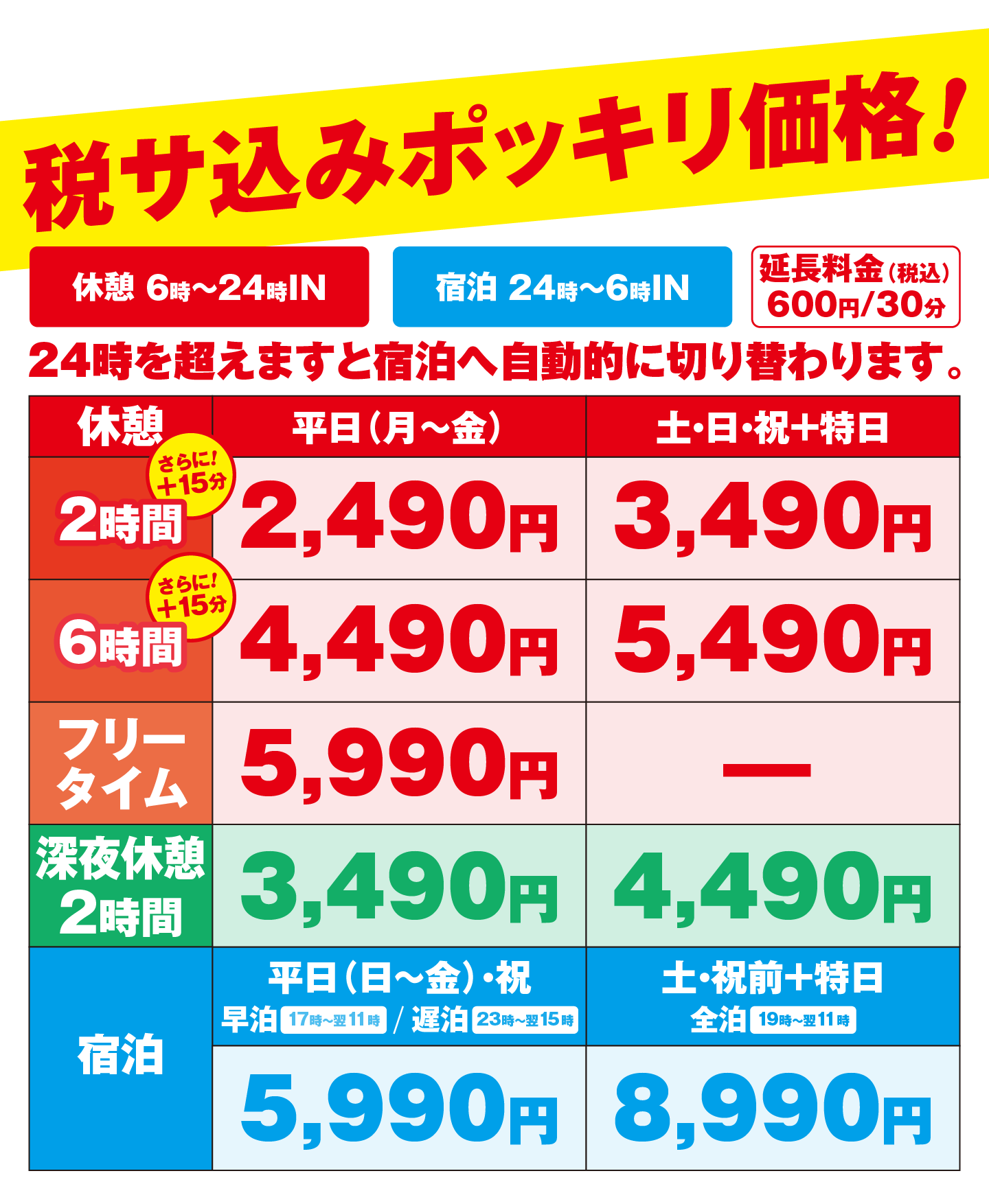 Aルーム料金表